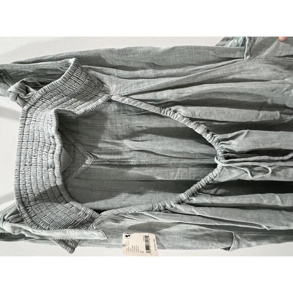 NWT Free People Drifting Dreams Sea Mist Blue Linen Jumpsuit- Size Small - Picture 7 of 9